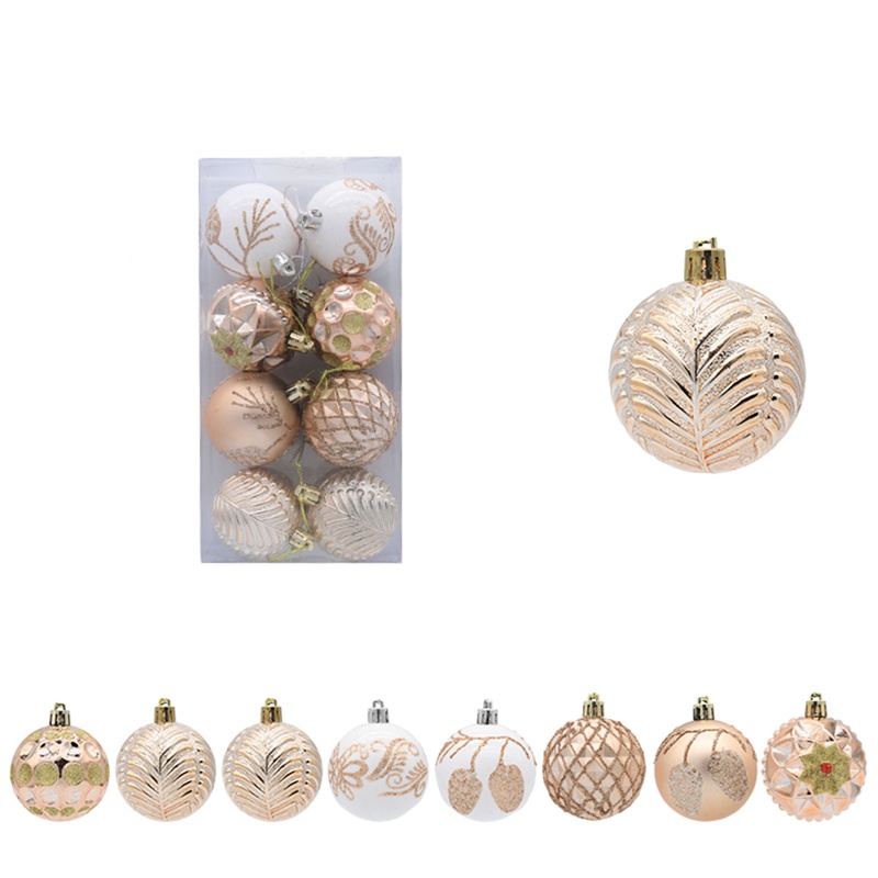 Unnyt 8pcs Christmas Tree Hanging Ball Pendant Xmas Tree Painted Ball Ornament Home Party Decor