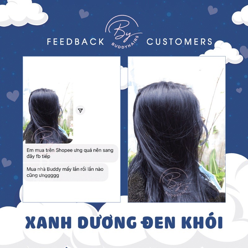 Thuốc nhuộm tóc Xanh dương đen khói không tẩy lên từ nền đen buddyhairs0