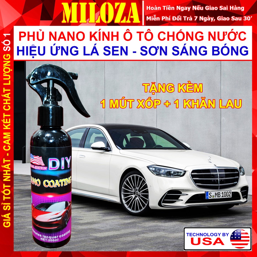 Xịt Phủ Nano Chống Thấm Nước Ô tô, Xe Máy - Ceramic Wax Phủ Bóng Sơn, Chống Bám Nước Kính Xe, Kính Cận