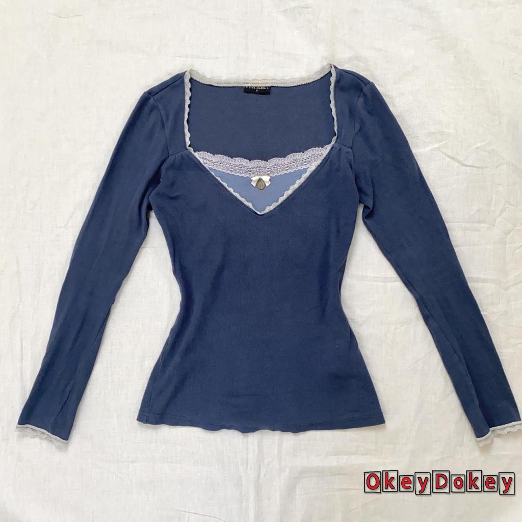 Áo Sơ Mi Dài Tay Phối Ren Phong Cách Đường Phố Cho Nữ