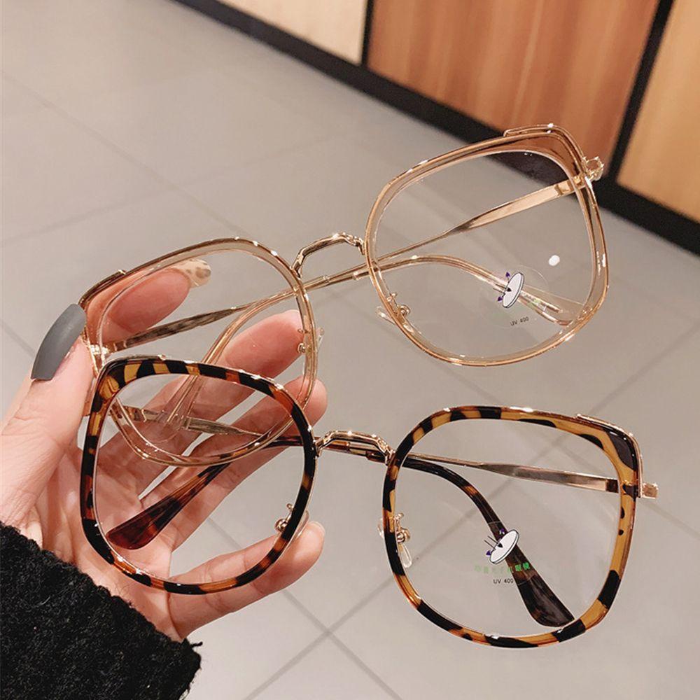 LAY Kính Mát Gọng Vuông Họa Tiết Da Báo Chống Tia UV Thời Trang