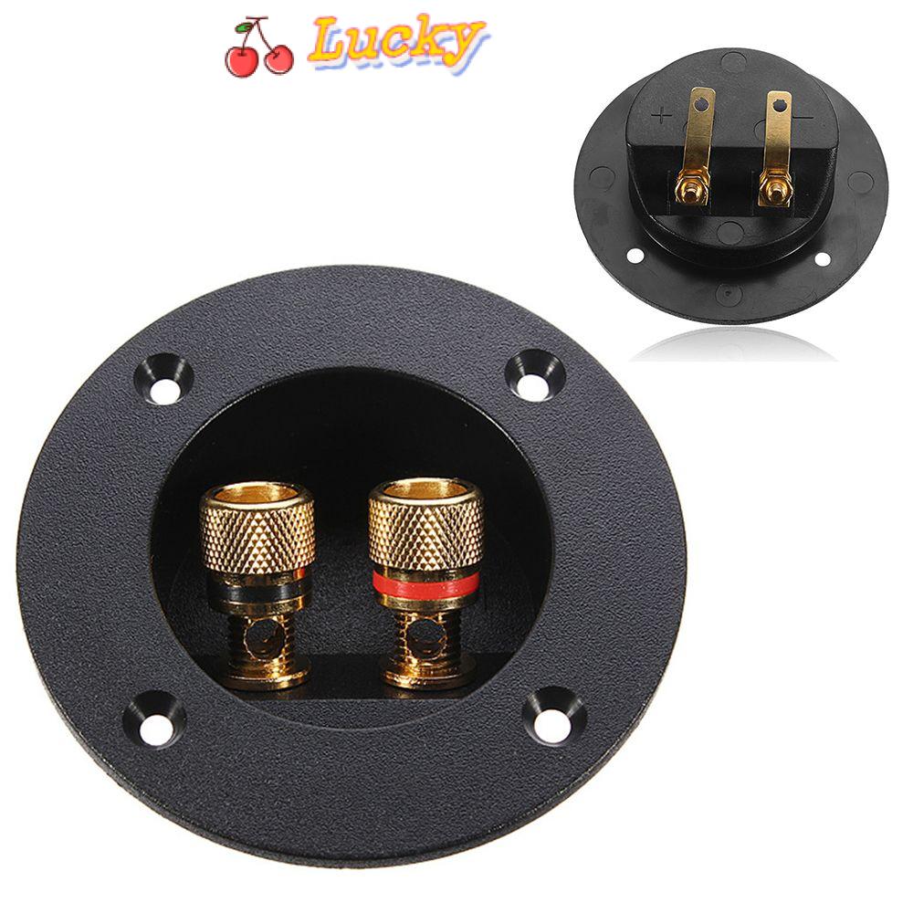 LUCKY Black Round Boxes with 2 Banana Jack Gilded Stereo Plug Speaker Terminal Connectors Connection Brand New High Quality Spring Cup Subwoofer