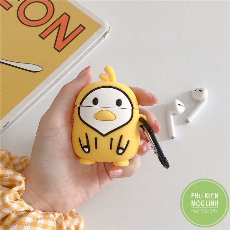 [Tặng kèm móc ] Case vỏ bao airpod 1 2 Pro | Pro 2 2022 đựng tai nghe không dây Airpods ... Vịt tiktok Ngố