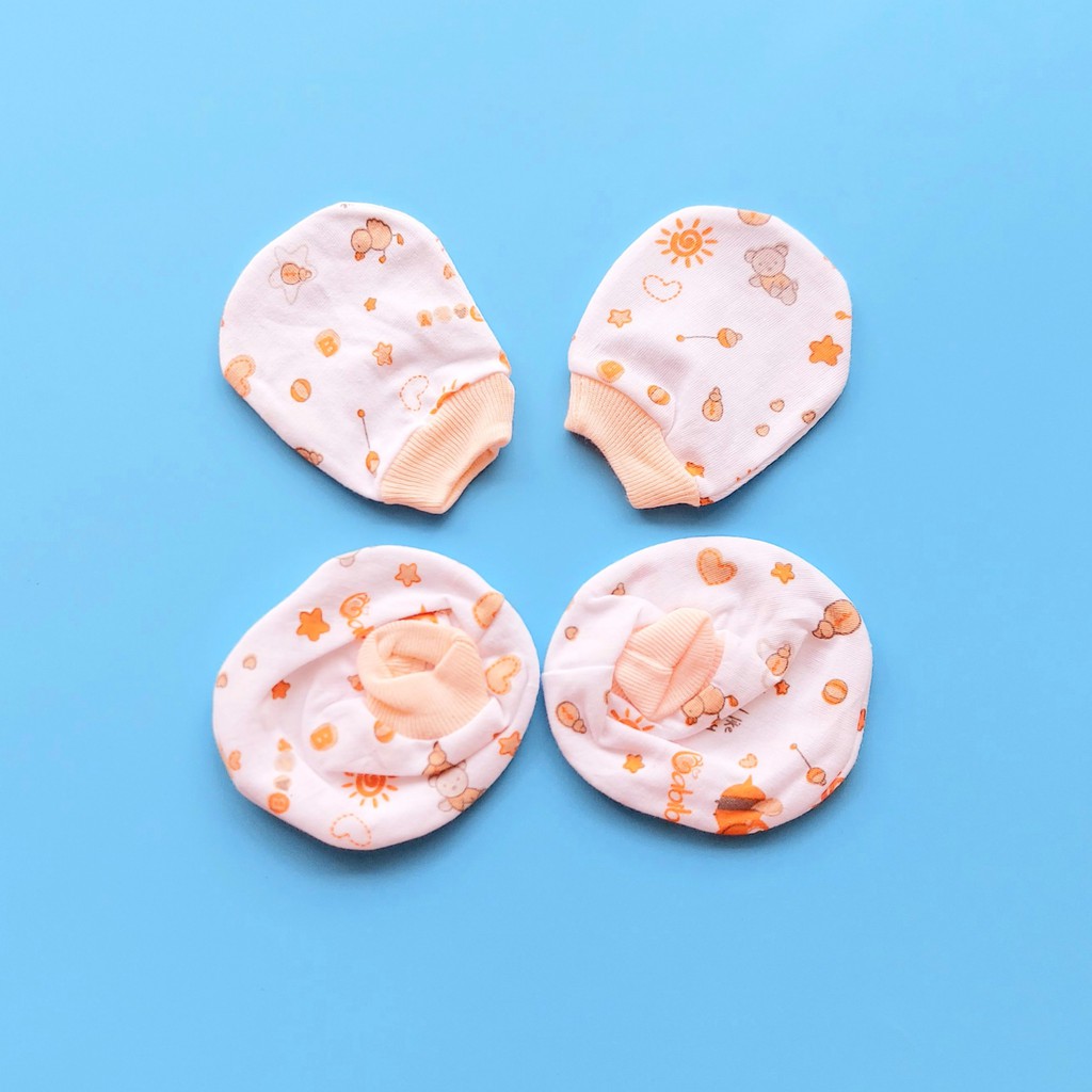 Set bao tay bao chân Babiboo họa tiết xinh xắn cho bé sơ sinh
