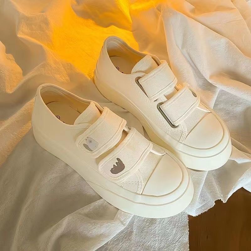 Giày thể thao nữ kem, bata đế cao cổ thấp quai dán năng động Hàn Quốc FLOWER G30 - nguyentrang239