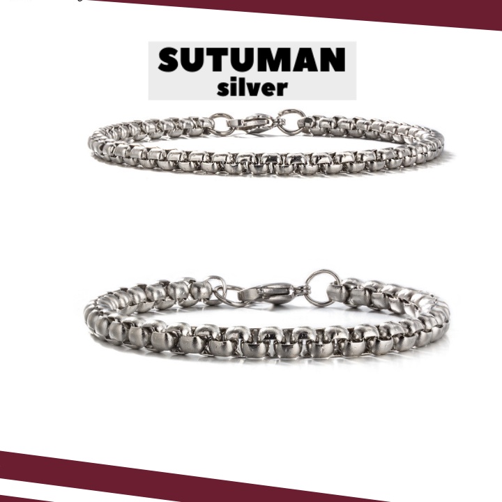 [GIAO HỎA TỐC] Vòng đeo tay nam chuỗi vuông thép không gỉ phong cách Hàn Quốc thương hiệu SUTUMANsilver