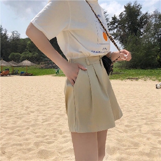 Quần đùi kaki cúc cài tím đen be ulazzang - quần sooc giả váy tím kaki hot