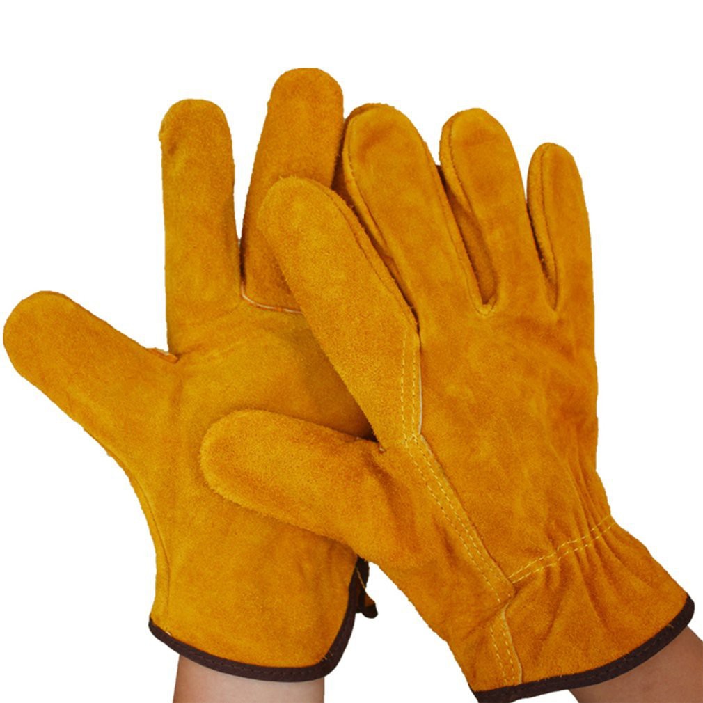 Cowhide leather gloves, fireproof, heatproof and durable, welder work safety welding metal hand tools 1 pair