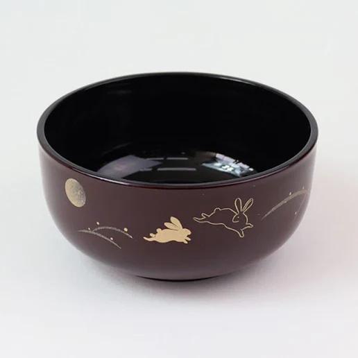 Daiso Chén Thỏ Đen Rabbit China Bowl Black