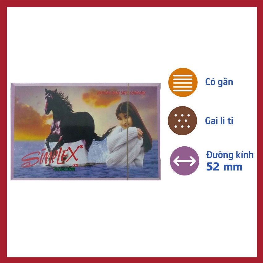 Bao Cao Su Simplex,  Kéo Dài, Gân, Gai, Hộp 3 Cái