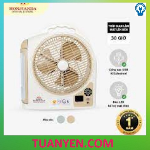 QUẠT SẠC TÍCH ĐIỆN HONJIANDA FL 223 - TÍCH HỢP ĐÈN LED & CỔNG USB - HÀNG CHÍNH HÃNG
