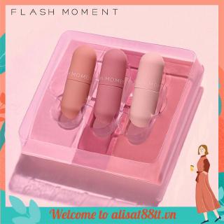 Set 3 Son Bóng Mini Dưỡng Ẩm Lâu Phai Thiết Kế Vỏ Son Hình Viên Thuốc Độc Đáo