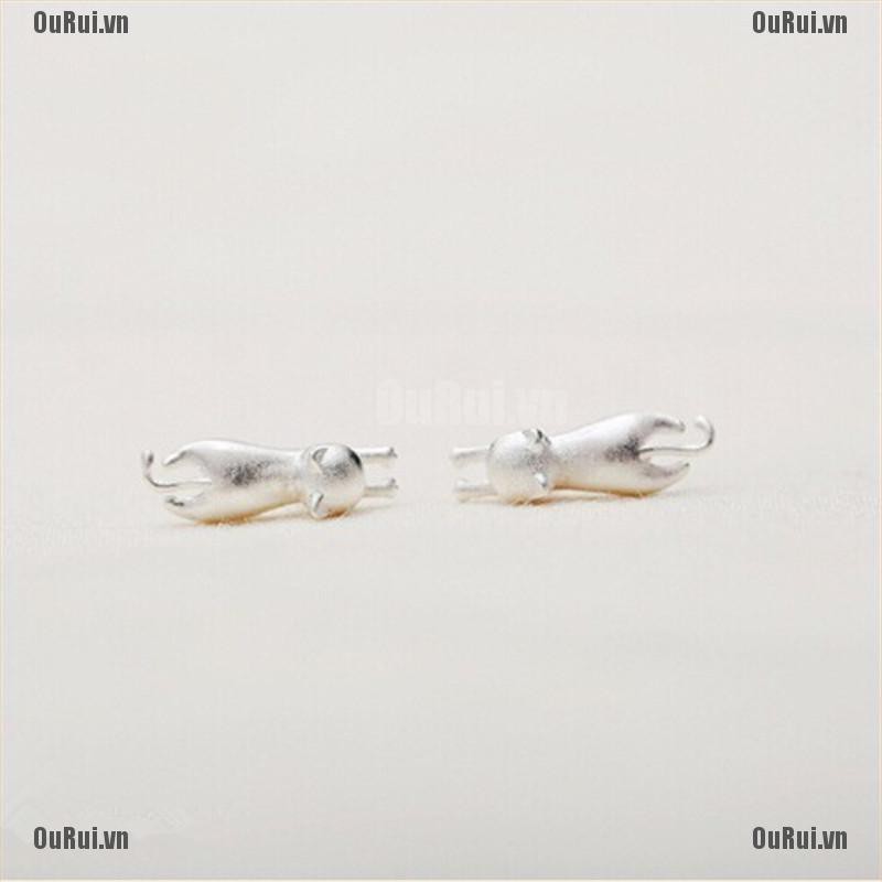 Đôi Bông Tai Mạ Bạc Hình Mèo Dễ Thương
