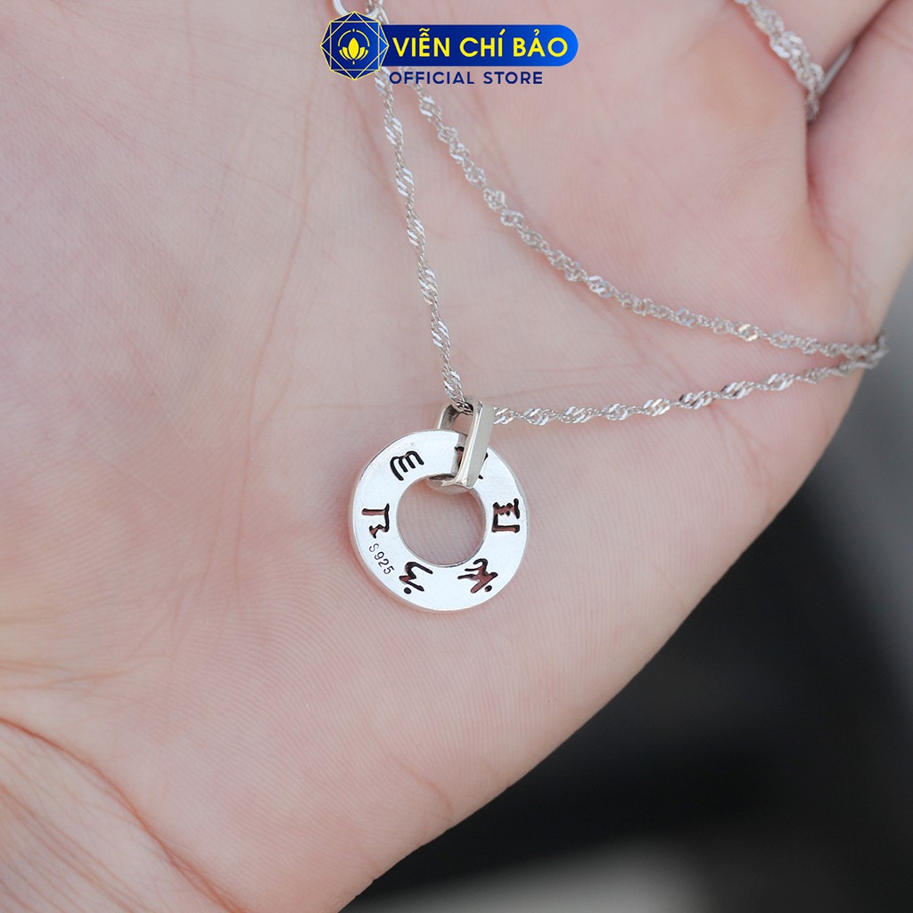 Mặt dây chuyền bạc nữ tròn khắc lục tự chất liệu bạc 925 thời trang phụ kiện trang sức nữ Viễn Chí Bảo M000003