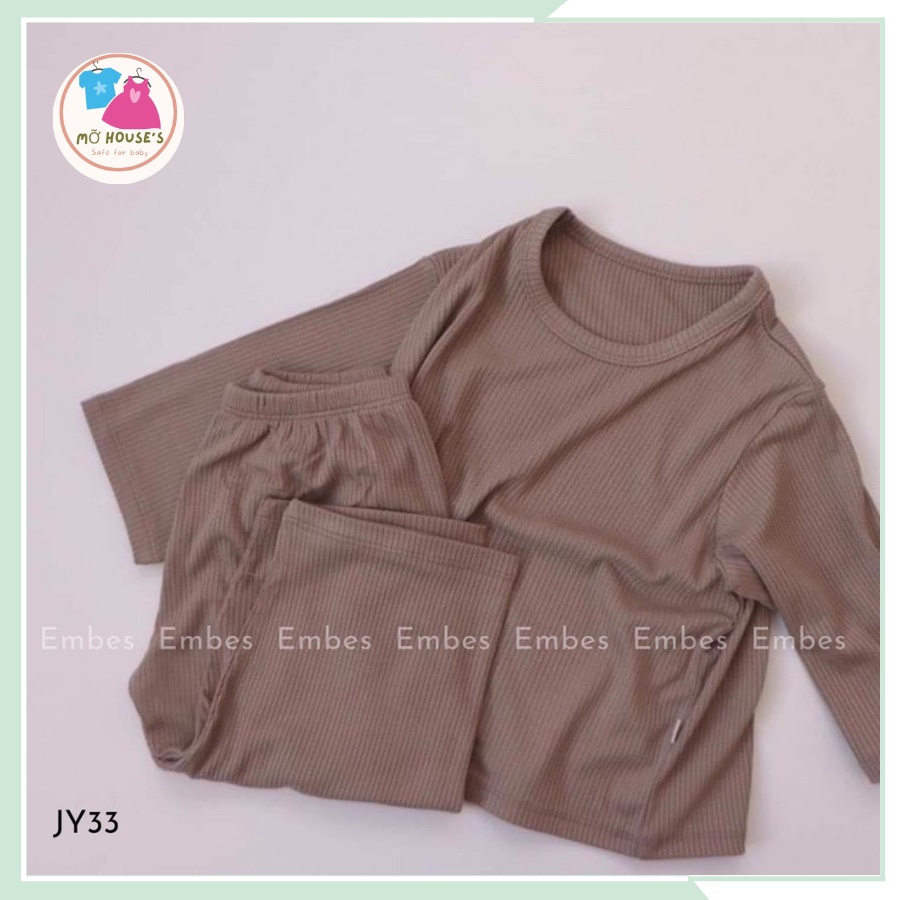 Bộ thun tăm cotton dài tay cho bé trai, bé gái từ 10kg - 24kg BBT02