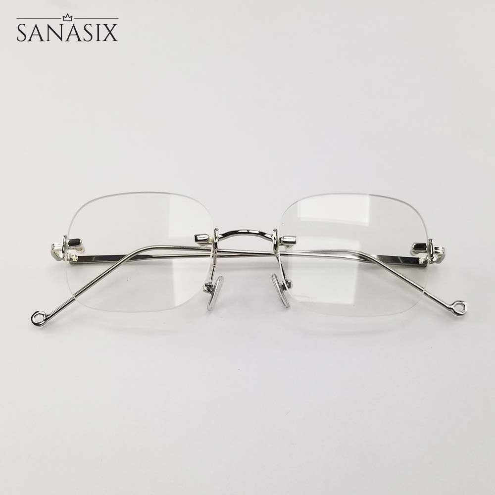 Gọng kính nam nữ mắt gả cận 0 độ, tròng không viền 3511 màu đen, bạc, vàng.Tròng kính chống ánh sáng xanh, chống tia UV | BigBuy360 - bigbuy360.vn