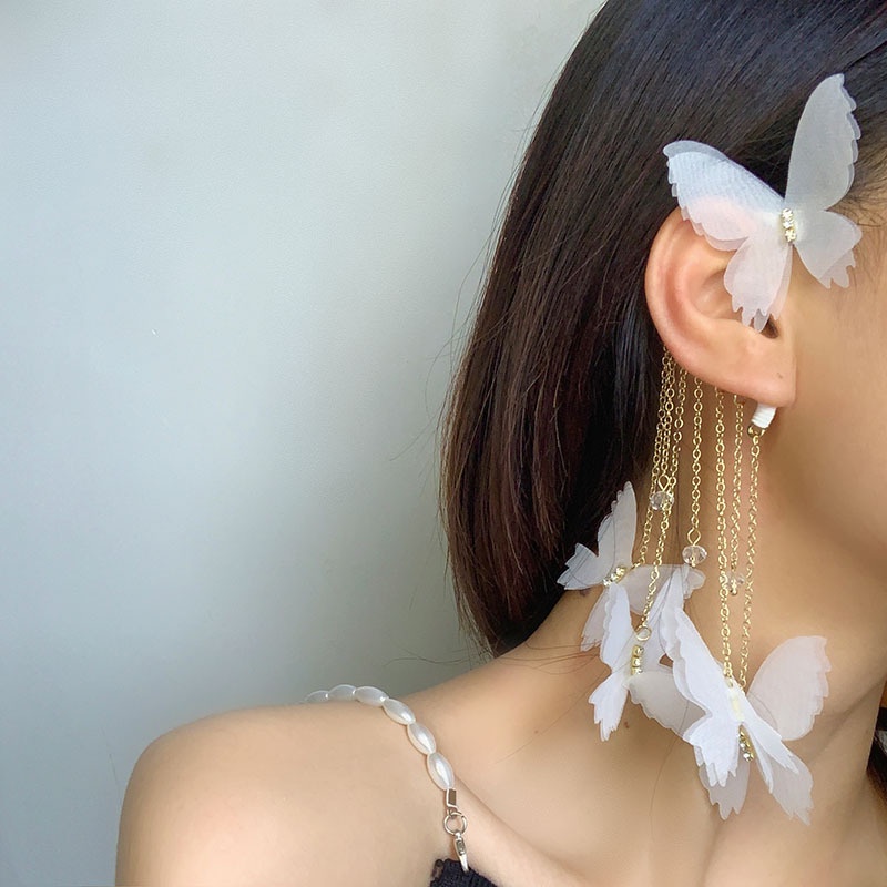 Khuyên Tai Tua Rua Dài Hình Bướm Đính Đá 2022 Thời Trang Cho Nữ