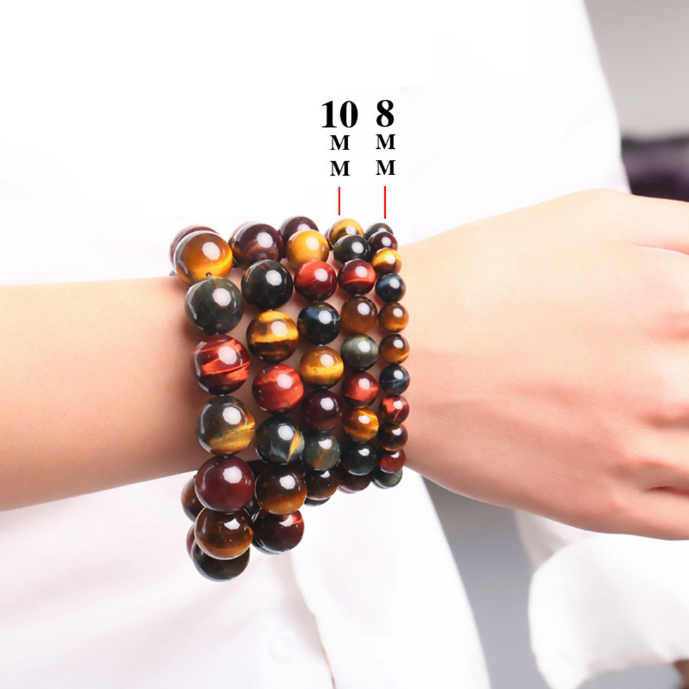 HANDMADE Vòng Tay Chuỗi Hạt Đá Mắt Hổ Nhiều Màu 8mm 10mm