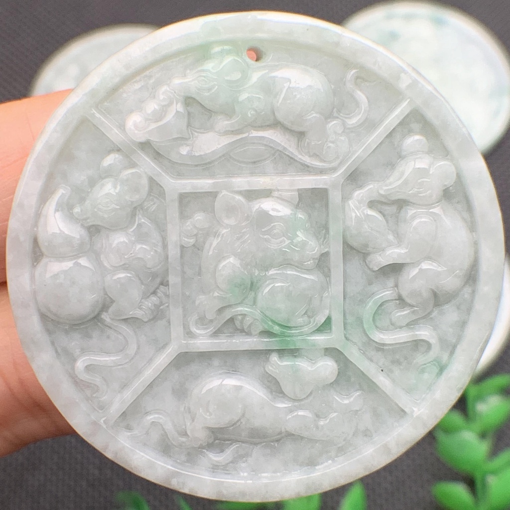 Ngũ thử sinh tài phong thủy ngọc cẩm thạch/Ngọc phỉ thúy tự nhiên