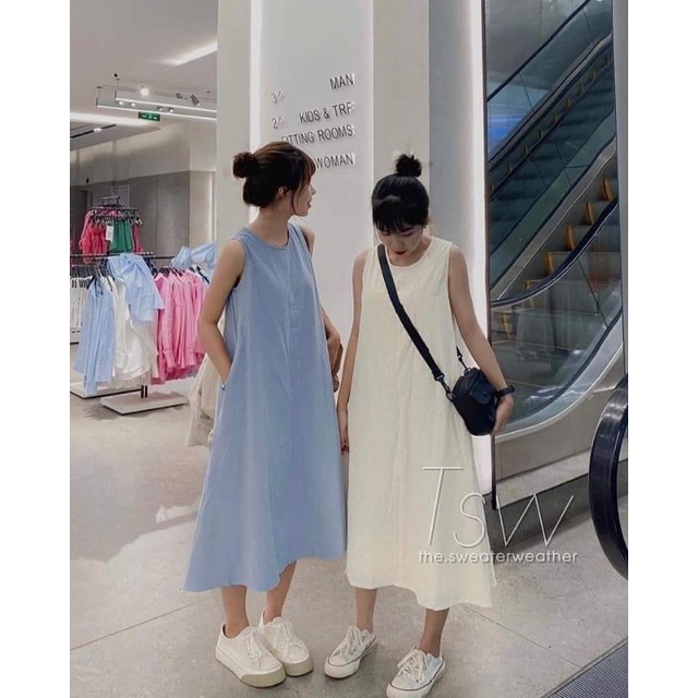 Váy đũi xước sát nách nhiều màu form xuông phong cách ullzzang