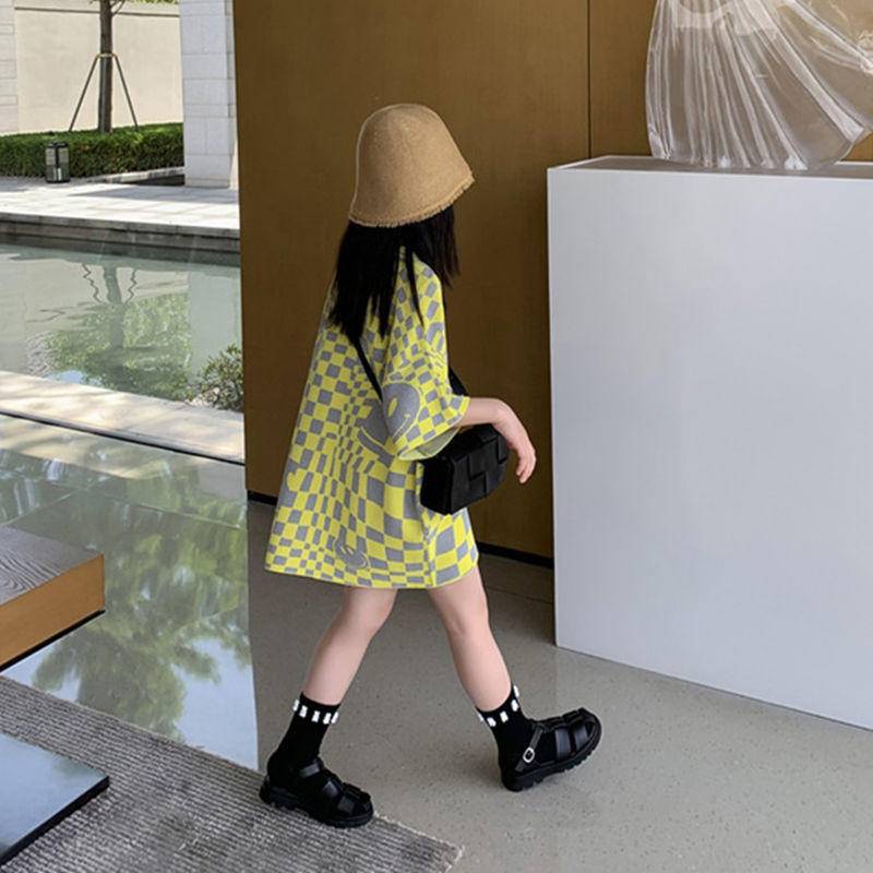 Áo thun T-shirt tay ngắn dáng rộng rãi cổ tròn dành cho trẻ em phong cách Hàn Quốc