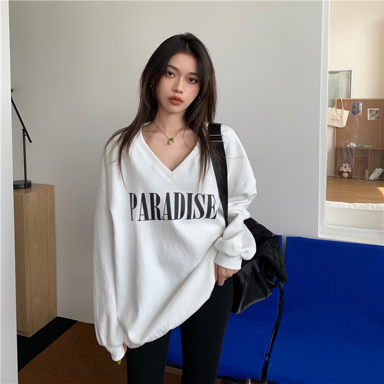 Áo Sweater Nữ Tay Dài Cổ Chữ V In Chữ Thời Trang 45844 | BigBuy360 - bigbuy360.vn
