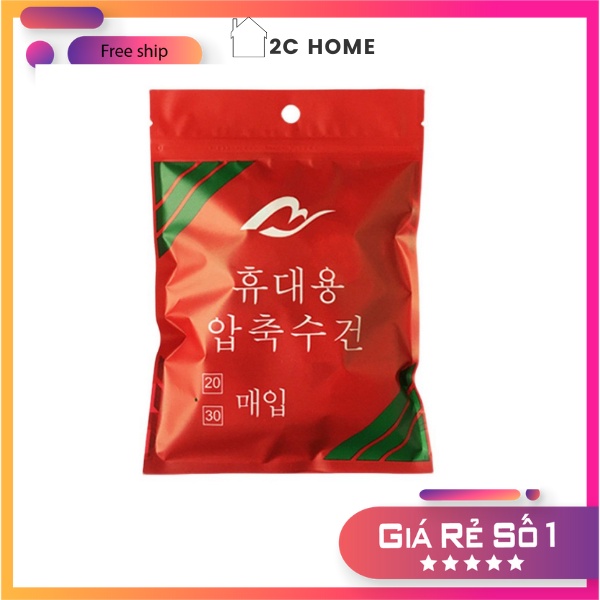 Túi 20 viên Khăn giấy nén Hàn Quốc loại dày, cao cấp đi du lịch, công tác tiện dụng – 2C Home