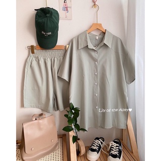 Set sơ mi quần short chỉ nổi