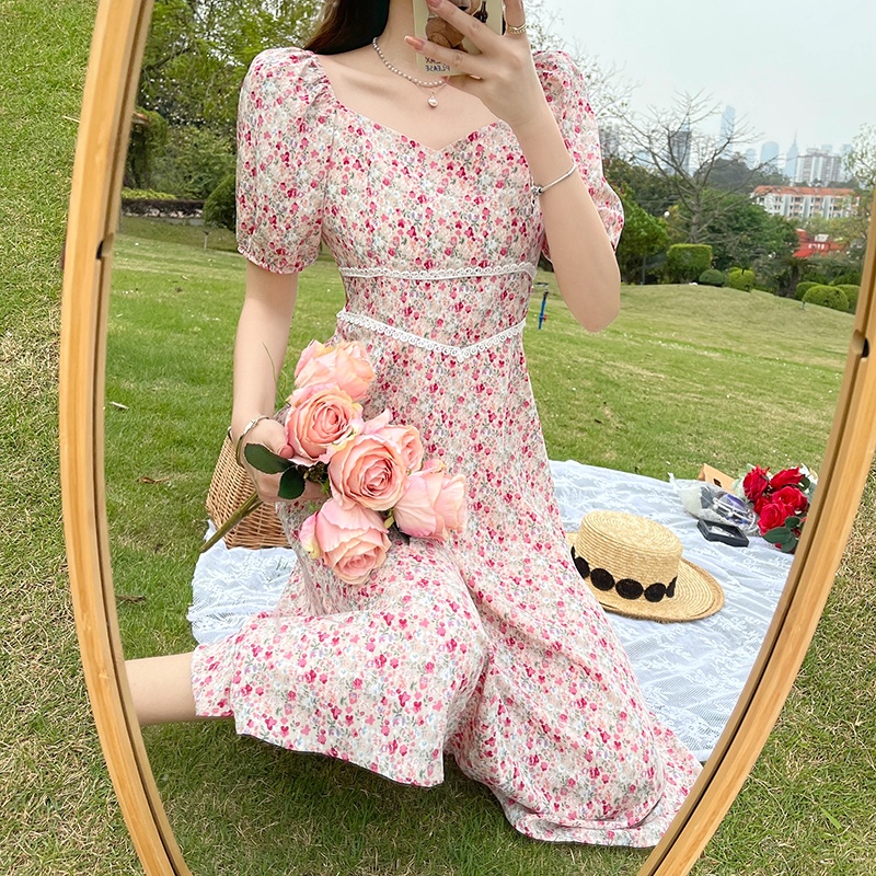 Đầm Nữ Dáng Dài Họa Tiết Hoa Phong Cách Retro | BigBuy360 - bigbuy360.vn