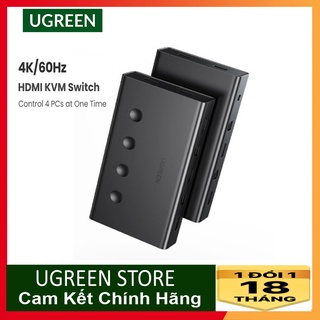 Bộ chuyển tín hiệu 4 cpu dùng 1 màn hình kvm switch usb, hdmi 4k@60hz ugreen 70439 cao cấp