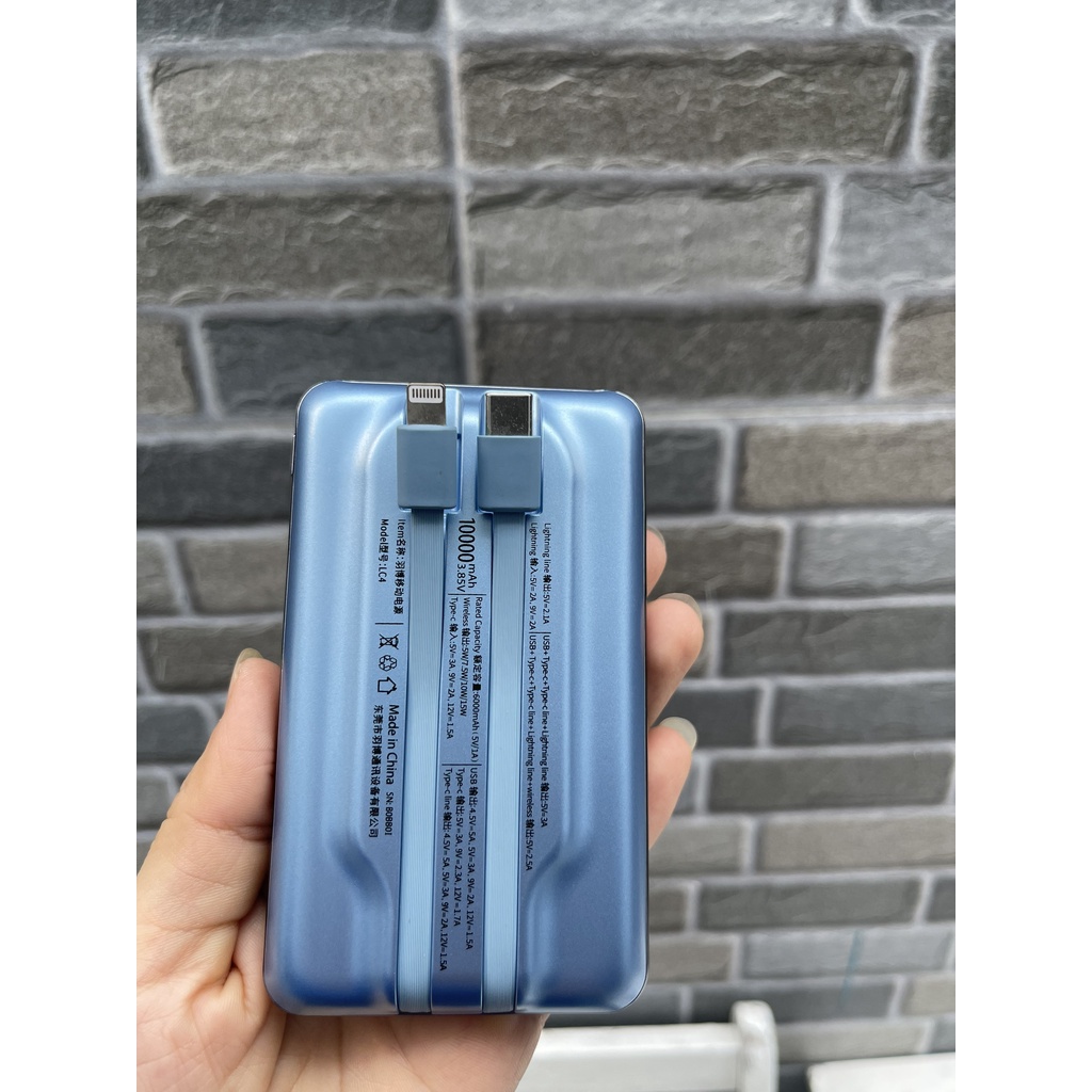 Sạc dự phòng không dây Yoobao LC4 10000mAh PD3.0/QC3.0/SCP22.5W kèm 2 dây sạc (Type-C &amp; Lightning) chính hãng