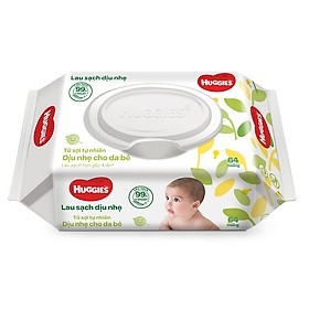 Combo 6 gói khăn ướt Huggies 64 miếng không mùi cho bé sơ sinh