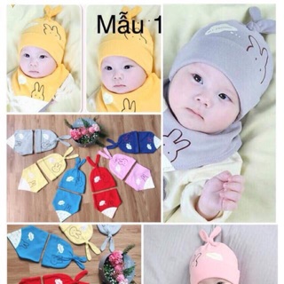 SÉT  KHĂN MŨ YẾM COTTON CHO BÉ