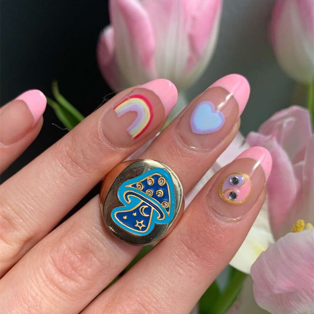 Nhẫn Đeo Ngón Tay Hình Cây Nấm / Trái Tim Thời Trang Cho Nam Và Nữ