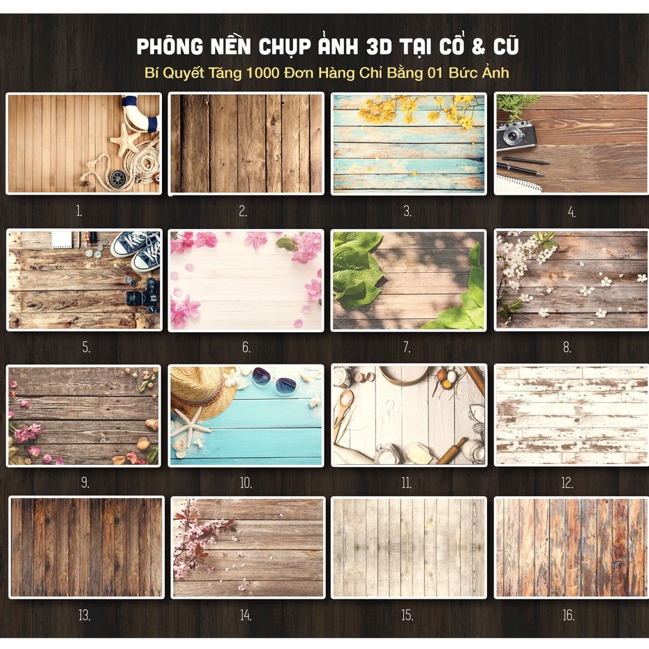 Phông nền 3D chụp ảnh sản phẩm vải vinyl kích thước 80x125cm màu sắc sắc nét