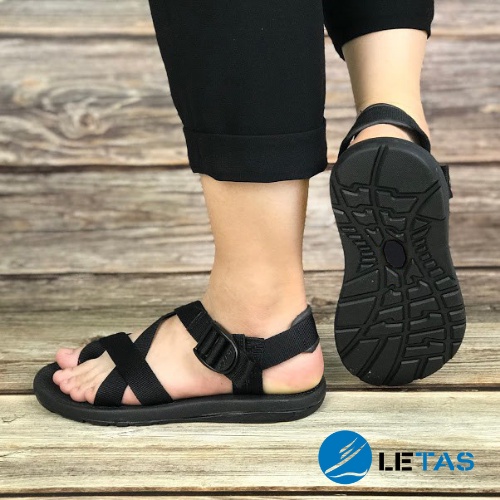 Sandal Unisex Quai Chéo Xỏ Ngón Letas LNV65 - Đen