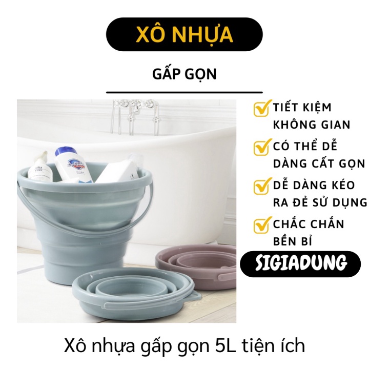 [SGD] Xô Gấp Gọn - Xô, Chậu Gấp Gọn Thông Minh Không Lo Vỡ, Dung Tích 5L, Có Móc Treo 9434