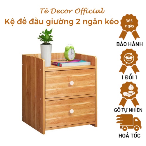 Kệ Gỗ Để Đầu Giường 2 Ngăn Kéo TEE DECOR - Tủ Tap Trang Trí - Gỗ MDF Nhập Khẩu, Đựng Đồ Đa Năng - Bảo Hành 1 Năm