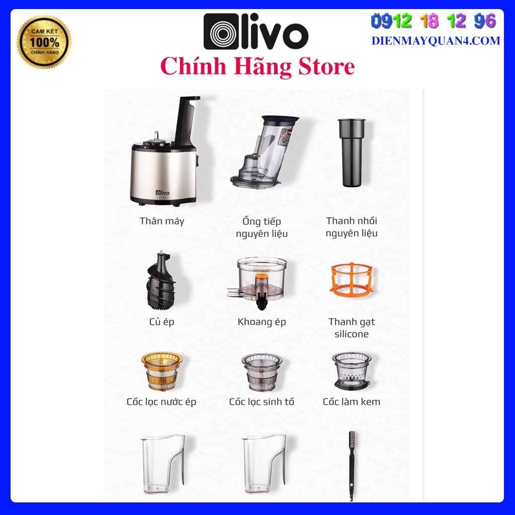 Máy Ép Chậm OLIVO SJ200 - Hàng chính hãng - OLIVO SJ 200- Siêu Kiệt Bã 98%