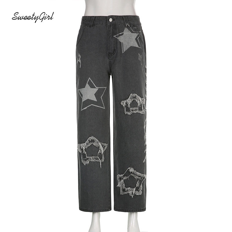 Quần Jean Dài Lưng Cao Dáng Rộng Có Túi Phối Màu Sắc Tương Phản Thời Trang 2022 Cho Nữ