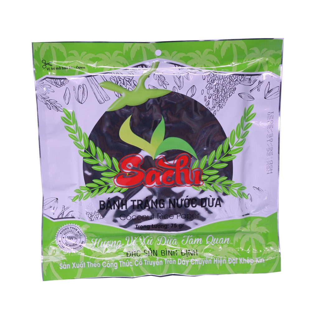 Bánh Tráng Nước Dừa Nướng Sẵn SACHI 75 Gam