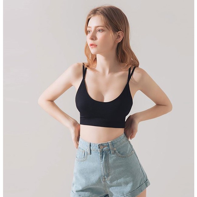 [Mã WABRM50 giảm 15% đơn 99k] Áo bra thun gân dây đôi cổ U gợi cảm nữ Air Space 1925005 | BigBuy360 - bigbuy360.vn