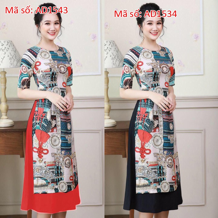 ⚡️ có big size 5XL ⚡️ AD1534 ÁO DÀI CÁCH TÂN LỤA HỌA TIẾT HOA TAY LỠ KÈM VÁY