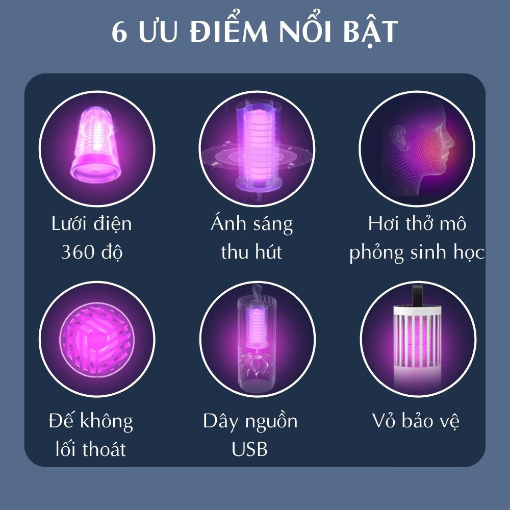 Đèn bắt muỗi sốc điện diệt côn trùng CTFAST 02, bắt muỗi tự động bằng ánh sáng tím an toàn