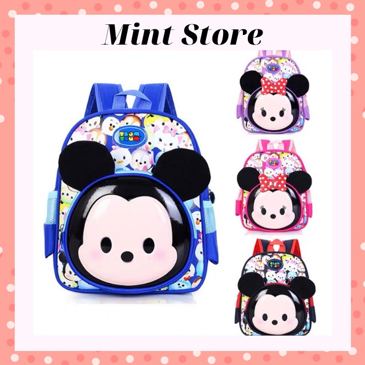 Balo Đi Học Hình Chuột Mickey 3D Dễ Thương Cho Bé Trai, Bé Gái