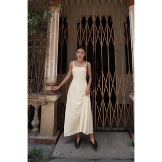 Váy Lụa Linen Hai Dây Dáng Xoè Bib Dress | FLANH