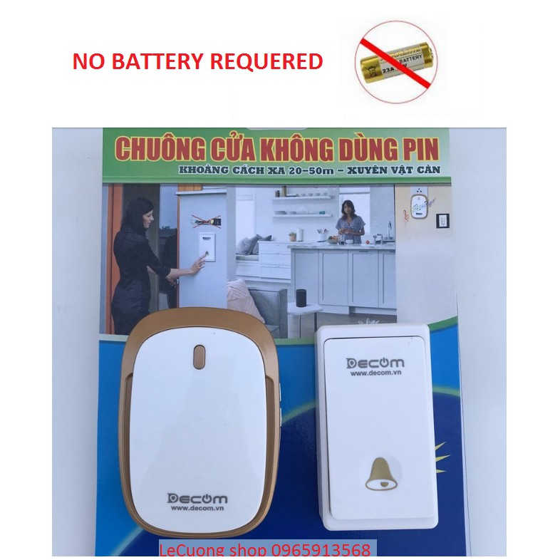 Chuông cửa không dây cao cấp DC1108D không điện không pin,chuông của chống nước,chuông báo khách