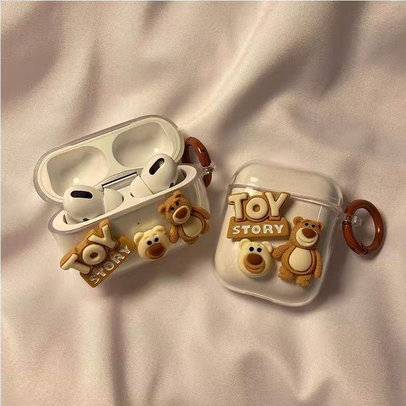 Vỏ bảo vệ tai nghe bluetooth Airpods bằng Sillicone dẻo, ốp Case cute, Airpods 2/pro ỐP TRONG GẤU NÂU