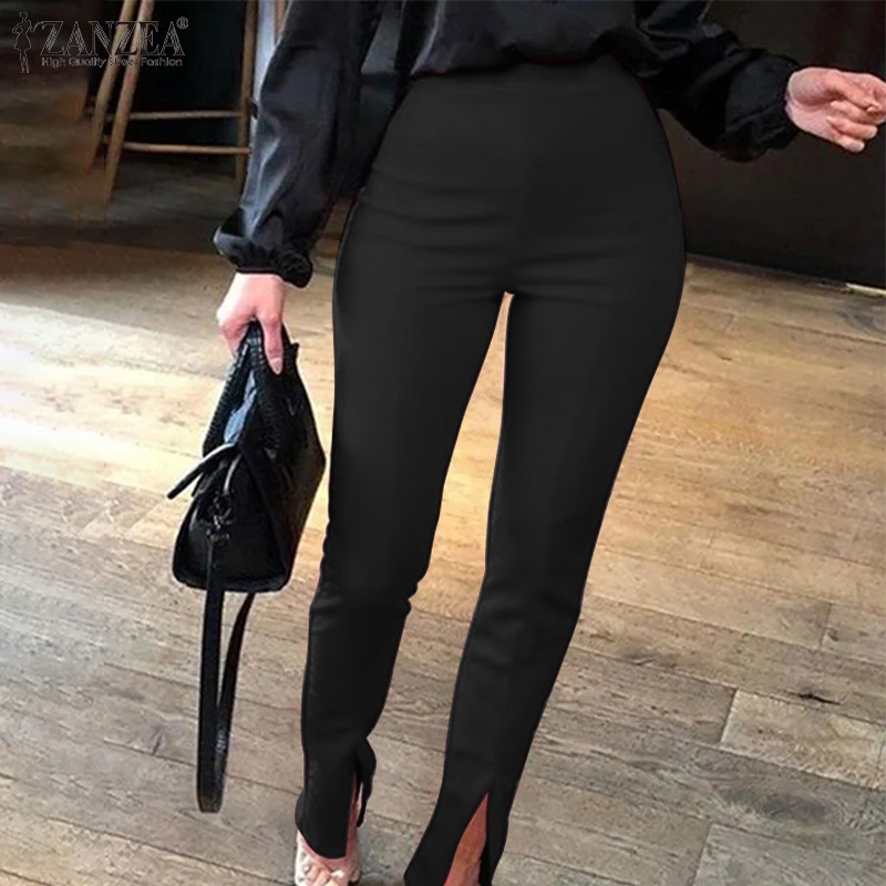 Quần dài Zanzea lưng cao xẻ tà phong cách châu Âu thiết kế thời trang cho nữ