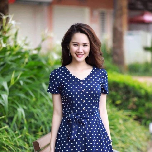 Váy chấm bi vitage VNXK mặc cực trẻ trung